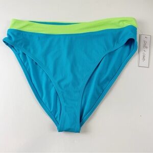 Salt + Cove Bikini Bottom Juniors Size XL Blue Green Ribbed Swim NWT